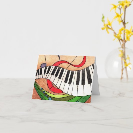 カラフルな音楽 カード (黄色い花)