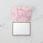 カラフルな音符のパターン テーマ ミュージシャン 写真 サンキューカード (内部)