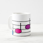 カラフルな音符のモダンなパターン コーヒーマグカップ (正面左)