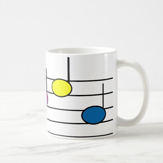 カラフルな音符のモダンなパターン コーヒーマグカップ (右)
