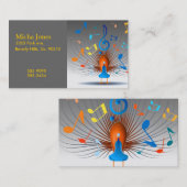 カラフルな音符の孔雀 名刺 (正面/裏面)