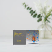 カラフルな音符の孔雀 名刺 (スタンド正面)