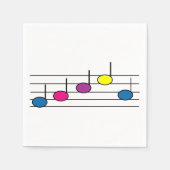 カラフルな音符の音楽デザイン スタンダードカクテルナプキン (正面)