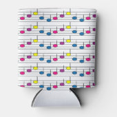 カラフルな音符パターン - モダンな音楽 缶クーラー (正面)