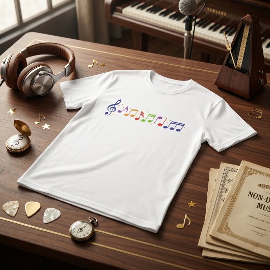 カラフルな音符 トレブル・クレフ ミュージシャンTシャツ Tシャツ