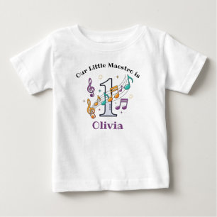 カラフルな音符 初めての誕生日 ベビーTシャツ