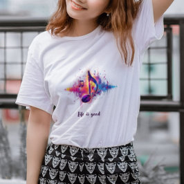 カラフルな音符Tシャツ、人生は素晴らしい トライブレンドＴシャツ