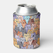 カラフルな顔の猫がいっぱい 缶クーラー (缶正面)