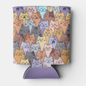 カラフルな顔の猫がいっぱい 缶クーラー (正面)