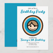 カラフルな顔グラフィックパーティー招待状 招待状 (正面/裏面)