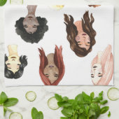 カラフルな顔 キッチンタオル (折り畳み)