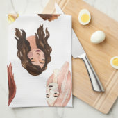 カラフルな顔 キッチンタオル (四つ折り)