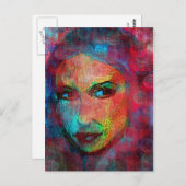 カラフルな顔 ポストカード (正面/裏面)