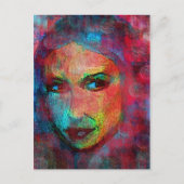 カラフルな顔 ポストカード (正面)