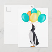 カラフルな風船のペンギン ポストカード (正面/裏面)