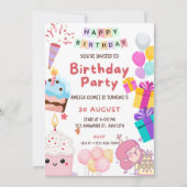 カラフルな風船の子供の誕生日パーティーの招待状 招待状 (正面)