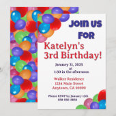 カラフルな風船の招待状 招待状 (正面/裏面)