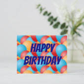 カラフルな風船の誕生日おめでとう ポストカード (スタンド正面)
