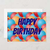 カラフルな風船の誕生日おめでとう ポストカード (正面/裏面)