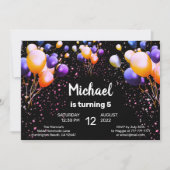カラフルな風船の誕生日パーティー招待状 招待状 (正面)