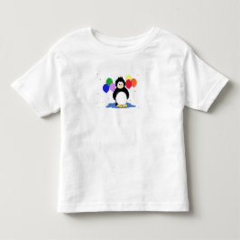 カラフルな風船を持ったペンギン トドラーTシャツ