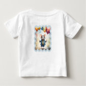 カラフルな風船を持つかわいいねずみ、カスタム ベビーTシャツ (裏面)