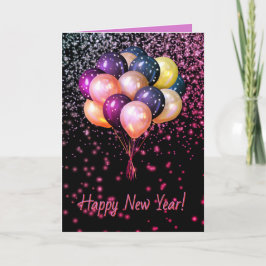 カラフルな風船 あけましておめでとうございます カスタマイズ可能なカード カード