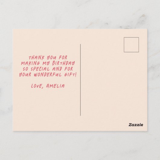 カラフルな風船 子どもの誕生日写真 ありがとう ポストカード (裏面)