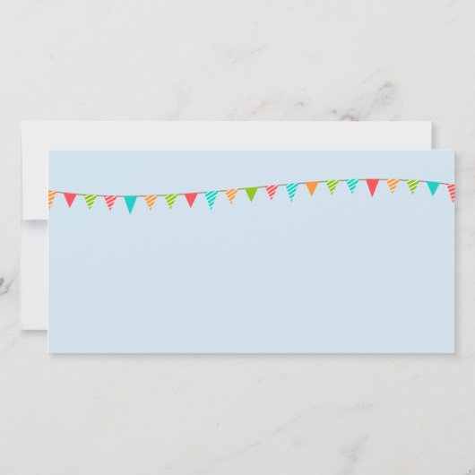 カラフルな風船 子供の誕生日写真 サンキューカード (裏面)