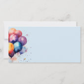カラフルな風船 子供の誕生日写真 サンキューカード (裏面)