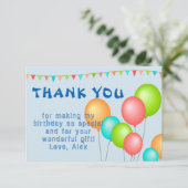 カラフルな風船 子供の誕生日 サンキューカード (スタンド正面)