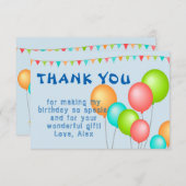 カラフルな風船 子供の誕生日 サンキューカード (正面/裏面)