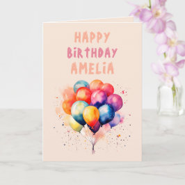 カラフルな風船 子供 楽しい誕生日 カード