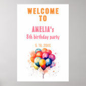 カラフルな風船 子供 誕生日パーティー ウェルカム ポスター (正面)