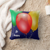 カラフルな風船 楽しくなる Keep calm be happy クッション (ブランケット)