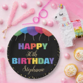 カラフルな風船 誕生日おめでとう カスタム 年齢 名前 ペーパープレート (パーティー)