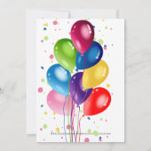 カラフルな風船、誕生日パーティー 招待状 (裏面)