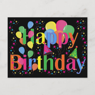 カラフルな風船 HAPPY BIRTHDAY ポストカード