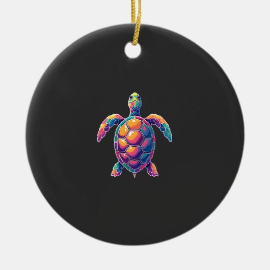 カラフルな飛沫イースタンボックス turtle (2) セラミックオーナメント (正面)