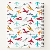 カラフルな飛行機のパターン ノートブック (裏面)