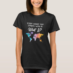 カラフルな飛行機の旅行地図のお土産 - クールな世界 Tシャツ