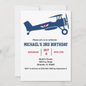 カラフルな飛行機の楽しい子供の誕生日青  招待状 (裏面)