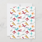 カラフルな飛行機柄 子供用カスタム名 サンキューカード (裏面)