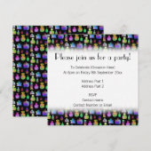 カラフルな香水ボトルのパターン 招待状 (正面/裏面)