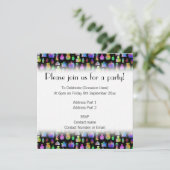 カラフルな香水ボトルのパターン 招待状 (スタンド正面)