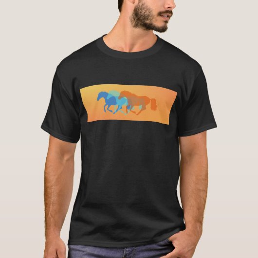 カラフルな馬たち Tシャツ (正面)
