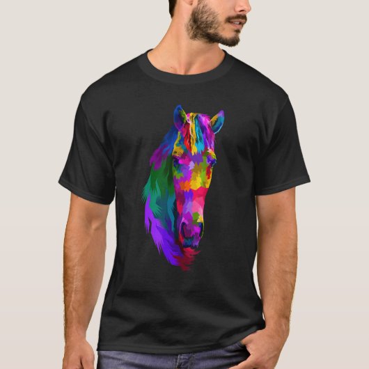 カラフルな馬のグラフィック3 Tシャツ (正面)
