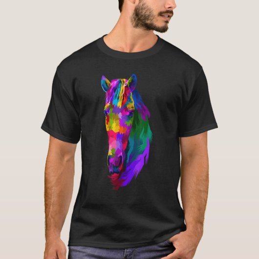 カラフルな馬のグラフィック 5 Tシャツ (正面)