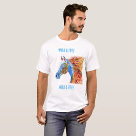 カラフルな馬のデザインが映えるホワイトTシャツ Wild & Free Tシャツ