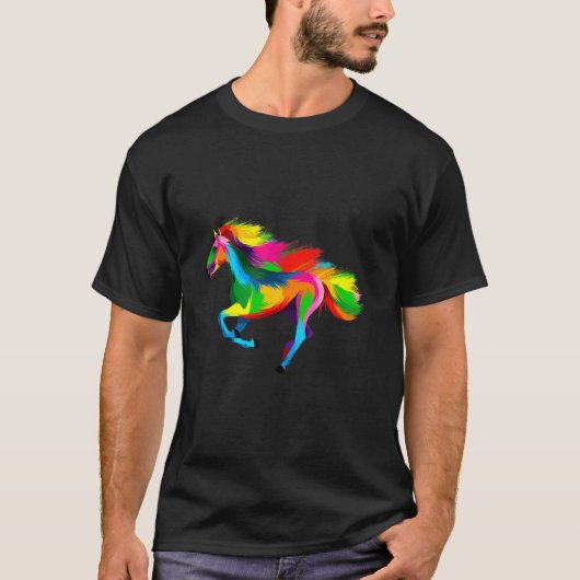 カラフルな馬 Tシャツ (正面)